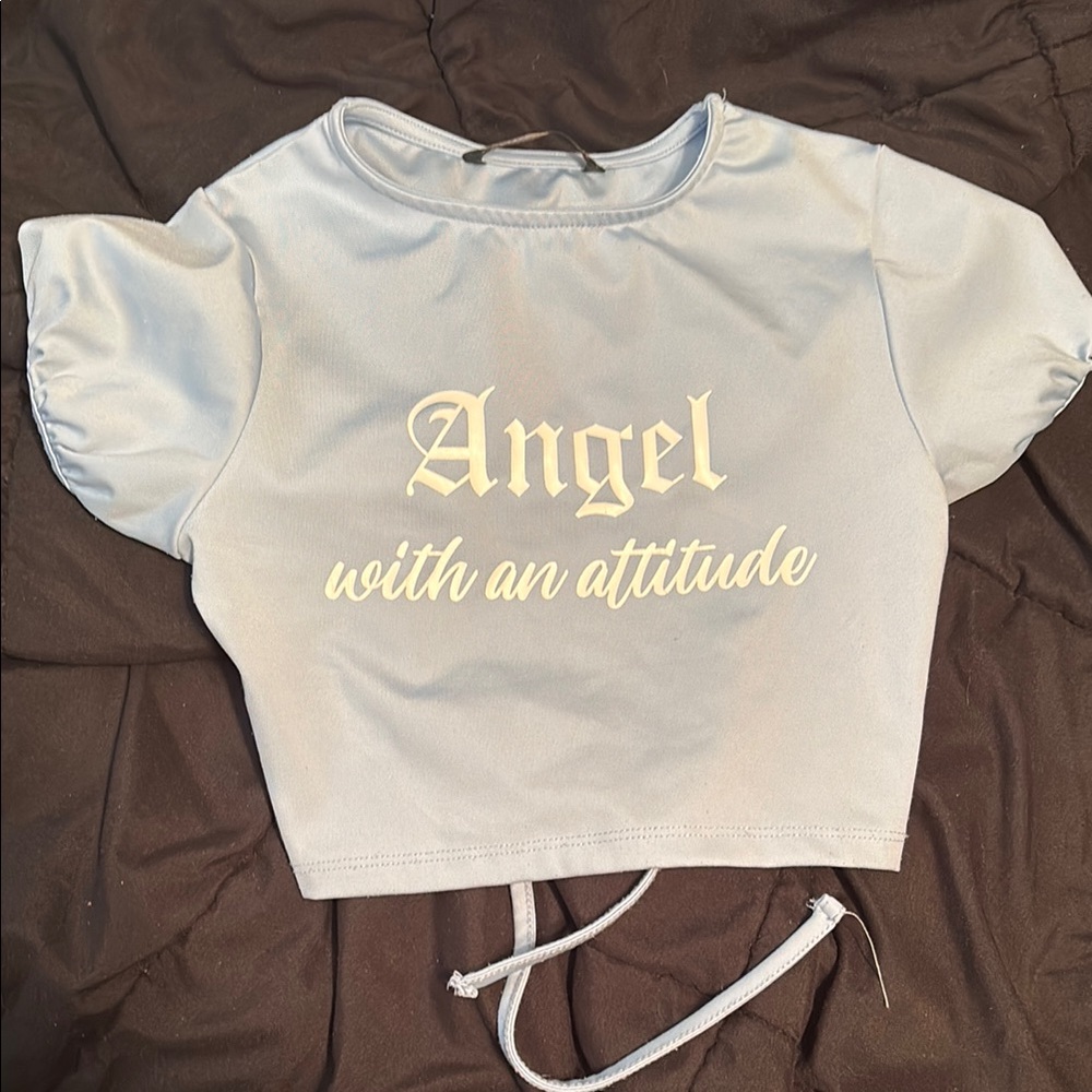Active USA Light Blue Crop Top